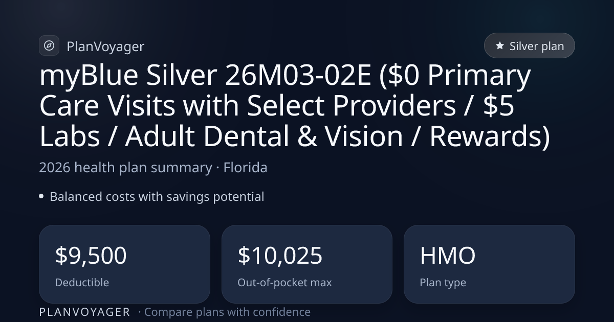 myBlue Silver 26M03-02E ($0 Primary Care Visits with Select Providers ...